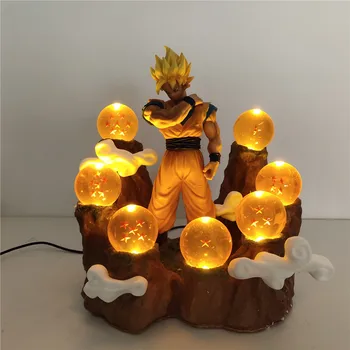 

Dragon Ball Z Son Goku Super Saiyan Anime DIY Figures Resolution of Soldiers #57 LED Set Action Table Desk Lamp Figurine PVC Toy