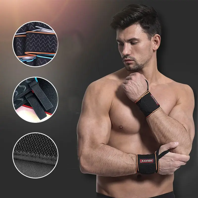 1 Pair Wristband Wrist Support Weight Lifting Gym Training Wrist Support Brace Straps Wrap Training Powerlifting Protective Gear