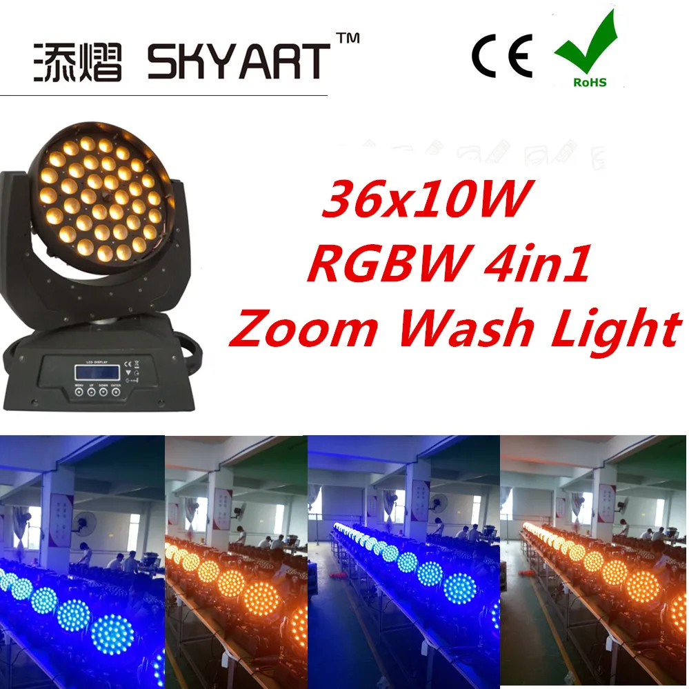 1 блок Бар Диско 36x10 Вт RGBW 4в1 zoom wash led сценический светильник с подвижной головкой |