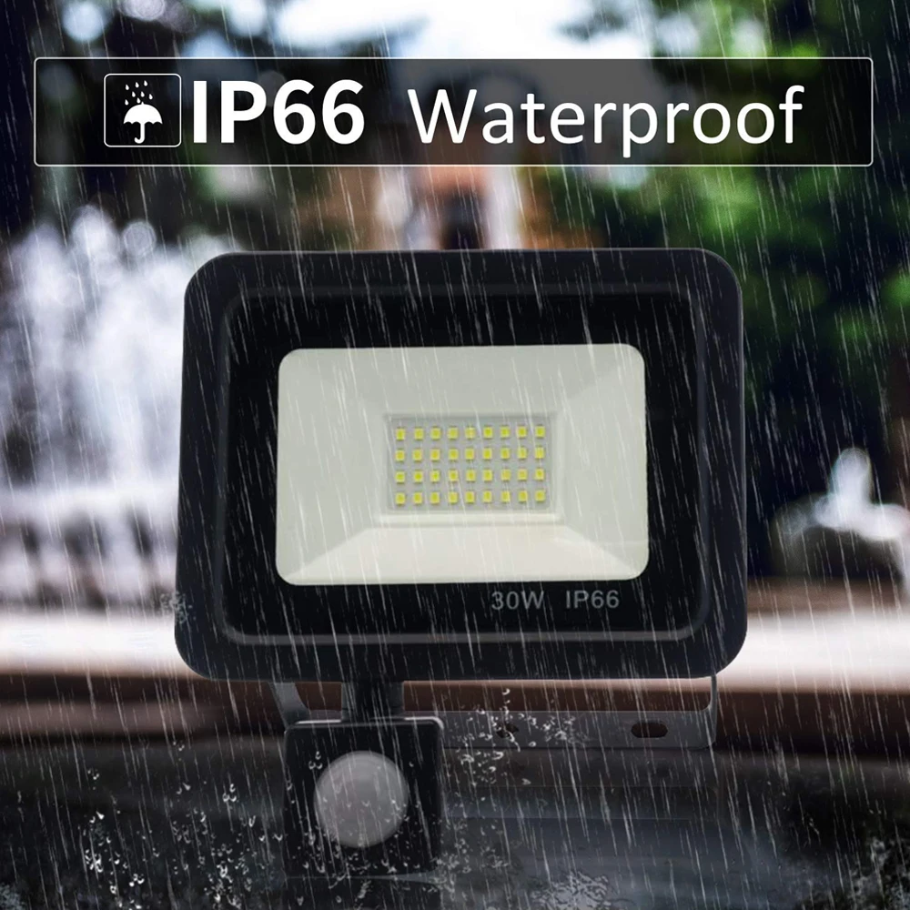 security light with sensor 10W 20W 30W 50W LED Outdoor LED Foodlight with Motion Sensor PIR IP65 220V LED Reflector Flood light  for Street Square  Garage outside flood lights