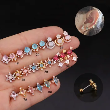 

1Piece Korean Fashion Ear Piercing Stud Earrings for Women 2020 Jewery Cute Zircon Earring Christmas Gift for Women