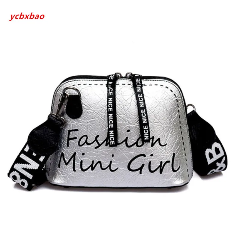 

Trendy pu leather Women Crossbody Bag Shell shaped Bag Wide Shoulder Strap Bags Fashion Wild Messenger Bags Letter printing