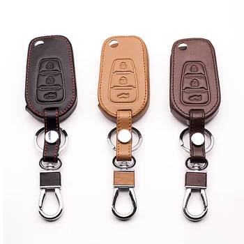 

Classic design top layer leather remote control key cover case protection bag folding for LiFan X60 Auto Accessories 3 buttons