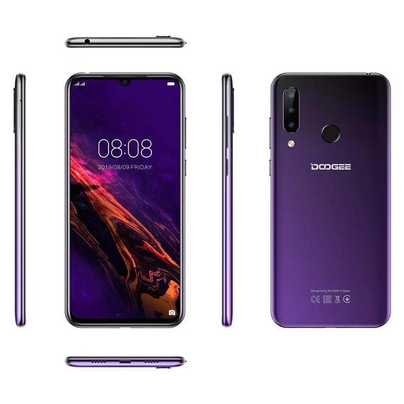 Doogee N20 мобильный телефон 6," экран капли 16 МП Тройная задняя камера 4350 мАч 4 Гб+ 64 Гб Восьмиядерный 10 Вт Зарядка 4G смартфон