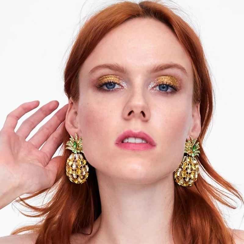 HOCOLE модные ананасовые хрустальные Висячие серьги для женщин 2019 Za Boho Стразы