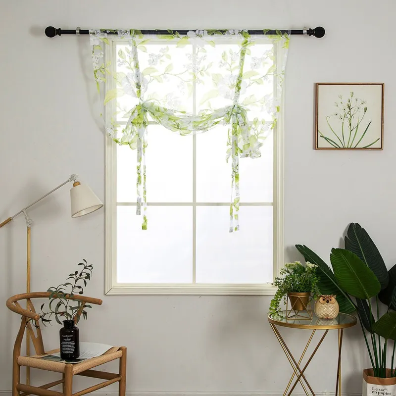 Rod Карманный шифоновый Римский занавес Пион цветочный полупрозрачный галстук