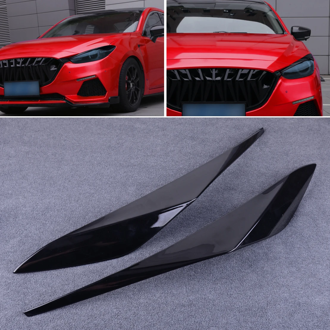 

DWCX 2Pcs Black ABS Car Headlight Eyebrows Eyelids Moulding Trim Fit for Mazda 3 Axela Sedan 2017 2018