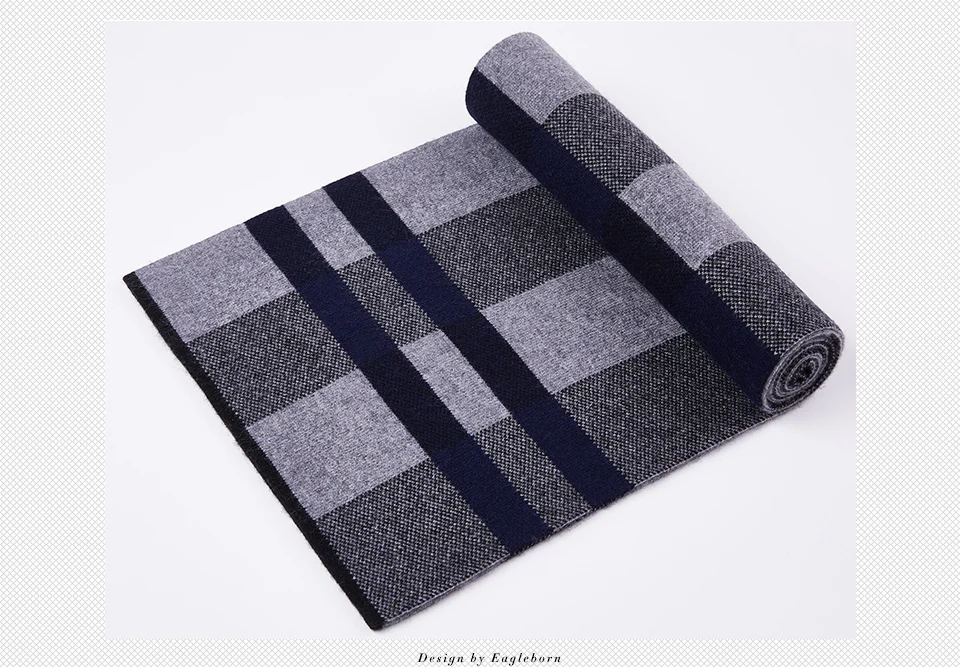 NEW Fashion Men Scarfs Lattice Striped Wool Scarf Black Khaki Winter Man Cashmere Scarf Business Casual Gift Scarf High Quality black scarf mens