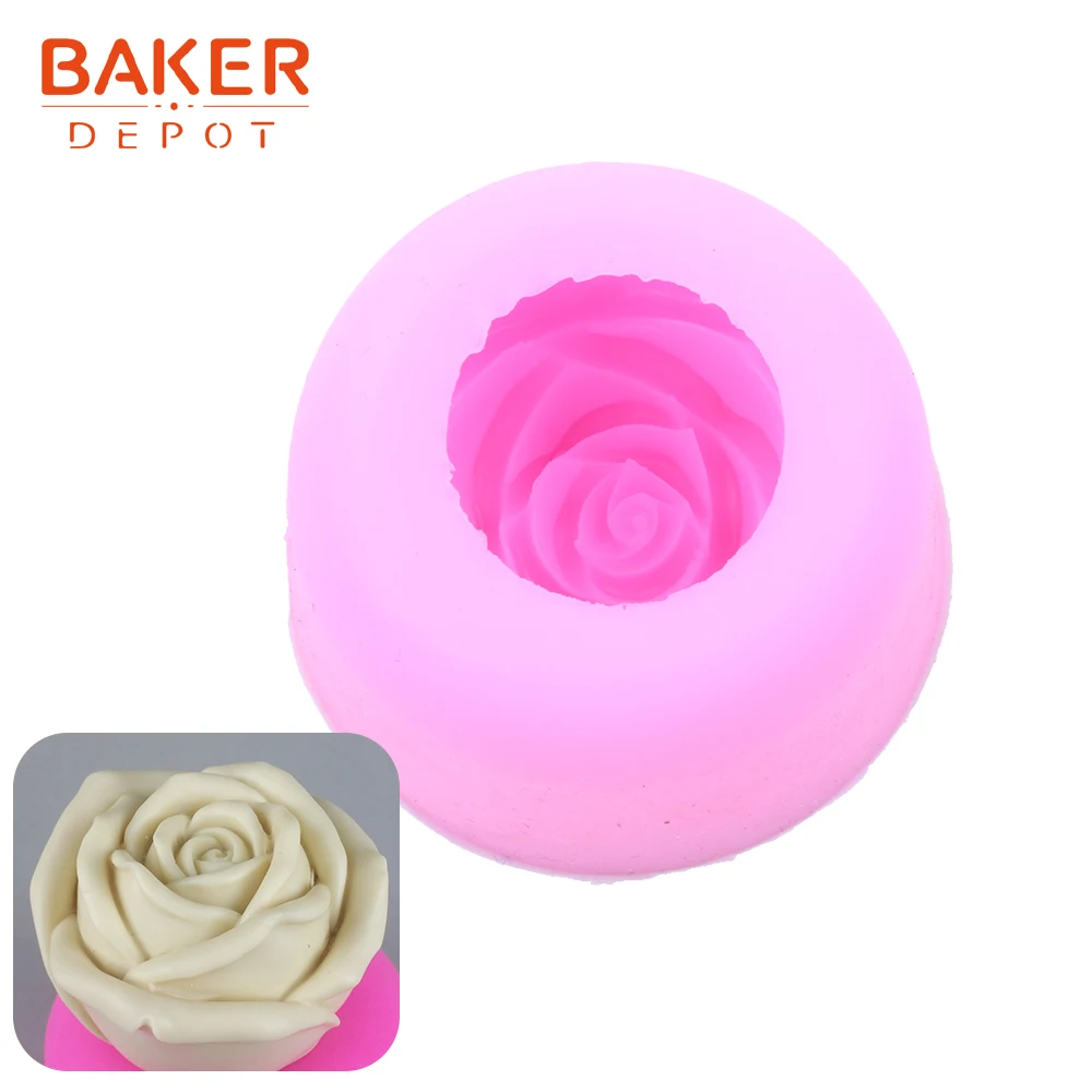 BAKER DEPOT, силиконовая форма для мыла, помадка, 3D, розовая свеча, гипсовая форма, ручной работы, восковая глина, художественный инструмент, сделай сам, форма для украшения торта