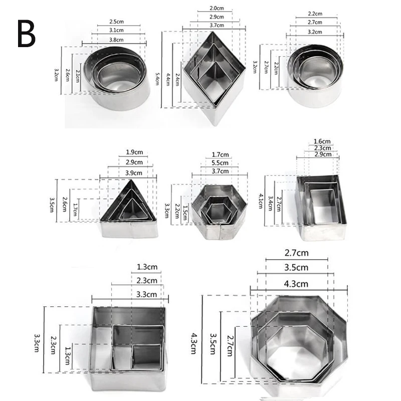 Кухонные аксессуары, набор формочек для печенья, 430 нержавеющая сталь, формы для выпечки, форма для торта, различные формы, кухонные гаджеты, инструменты для выпечки - Цвет: B