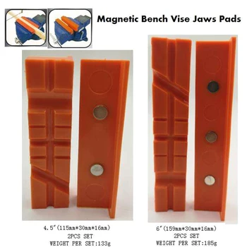 

2PC 4.5 inchnetic Bench Vice Jaw Pad Multi-Groove Vise Holder Grips Heavy for Milling Cutter for Drilling Machine Accessories