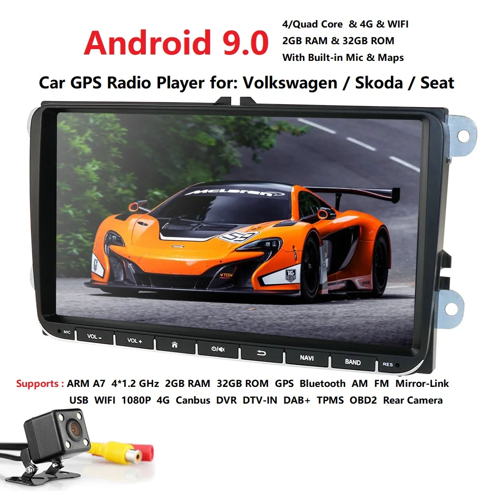 

New! 9" Android 9.0 Car GPS Navigation for VW Volkswagen SKODA GOLF 5 6 POLO PASSAT B5 B6 JETTA TIGUAN dvd player BT RDS 1080P
