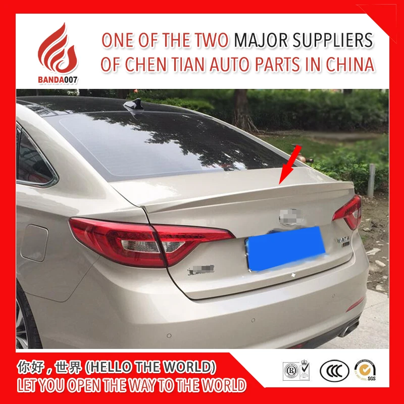 

ABS primer black white red ect color car rear roof spoiler for Sonata 9 2014 2015 2016 lip spoiler