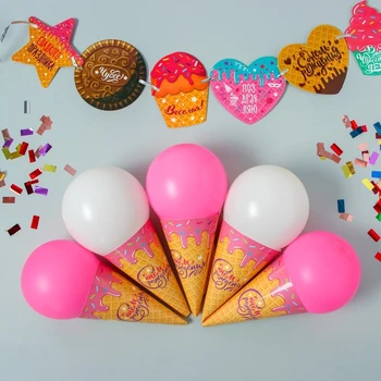 

Balloons "Happy Birthday", garland, confetti, ribbon