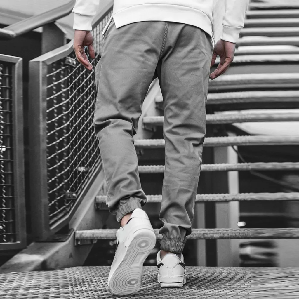 Great Value Fashion Men Pants Harem Joggers Pants Male Trousers Mens Solid Multi-pocket Cargo Pants Skinny Fit Sweatpants Overalls JR13