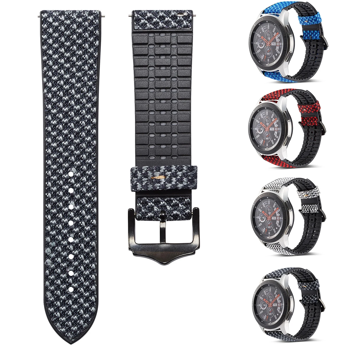 

High Quality Universal 22mm Leather Silicone Watch Band Quick Release Strap