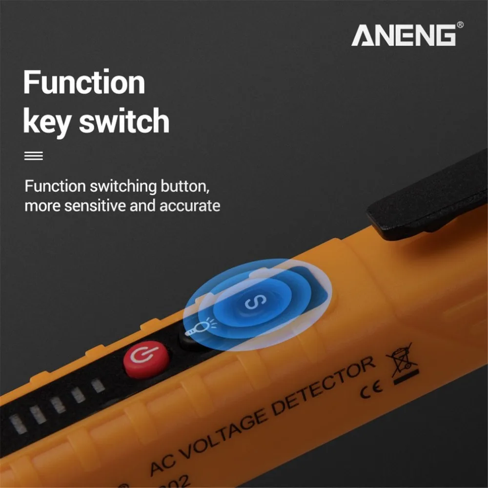 ANENG VD802 Бесконтактный AC напряжение Электрический тест er ручка индукционный тест карандаш со светодиодный светильник электрический детектор Тестер 12~ 1000 В