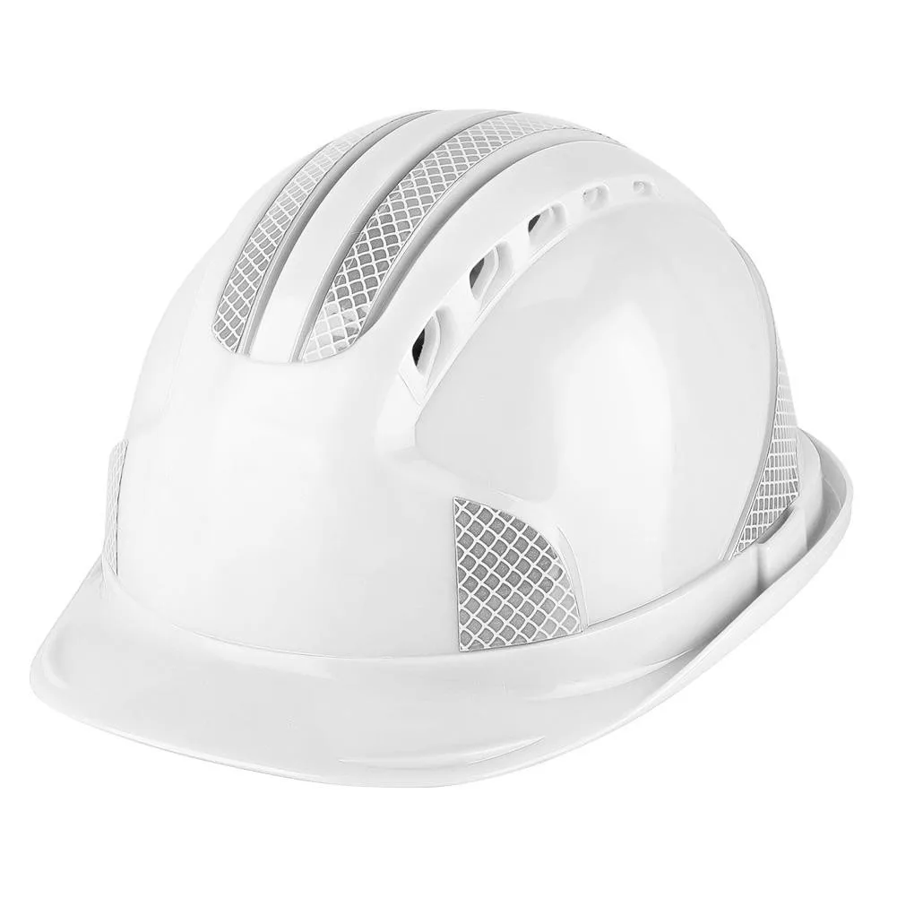Жесткий шлем рабочий Строительная площадка защитный колпачок с регулируемым ремнем вентиляционный отражатель защитный шлем - Цвет: Белый