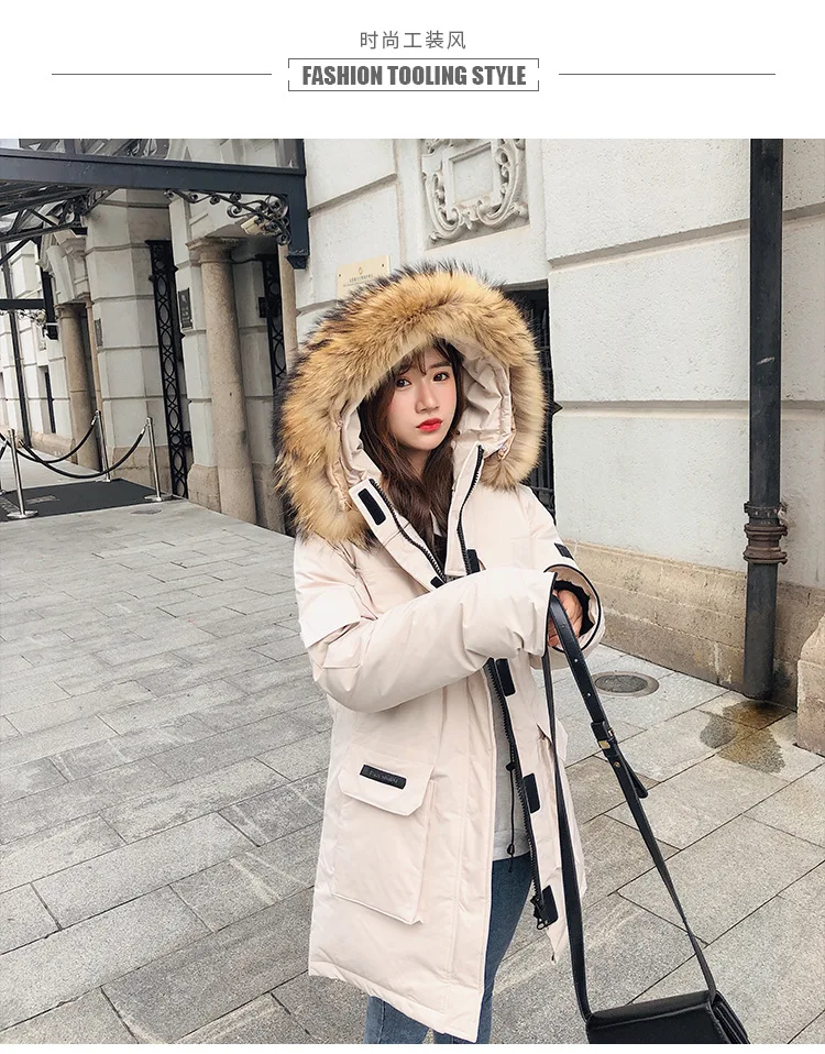 

Photo Shoot 2019 New Style Army Workwear down Jacket Cotton-padded Clothes Women's Warm Cotton Coat Raincoat Jacket Mid-length C