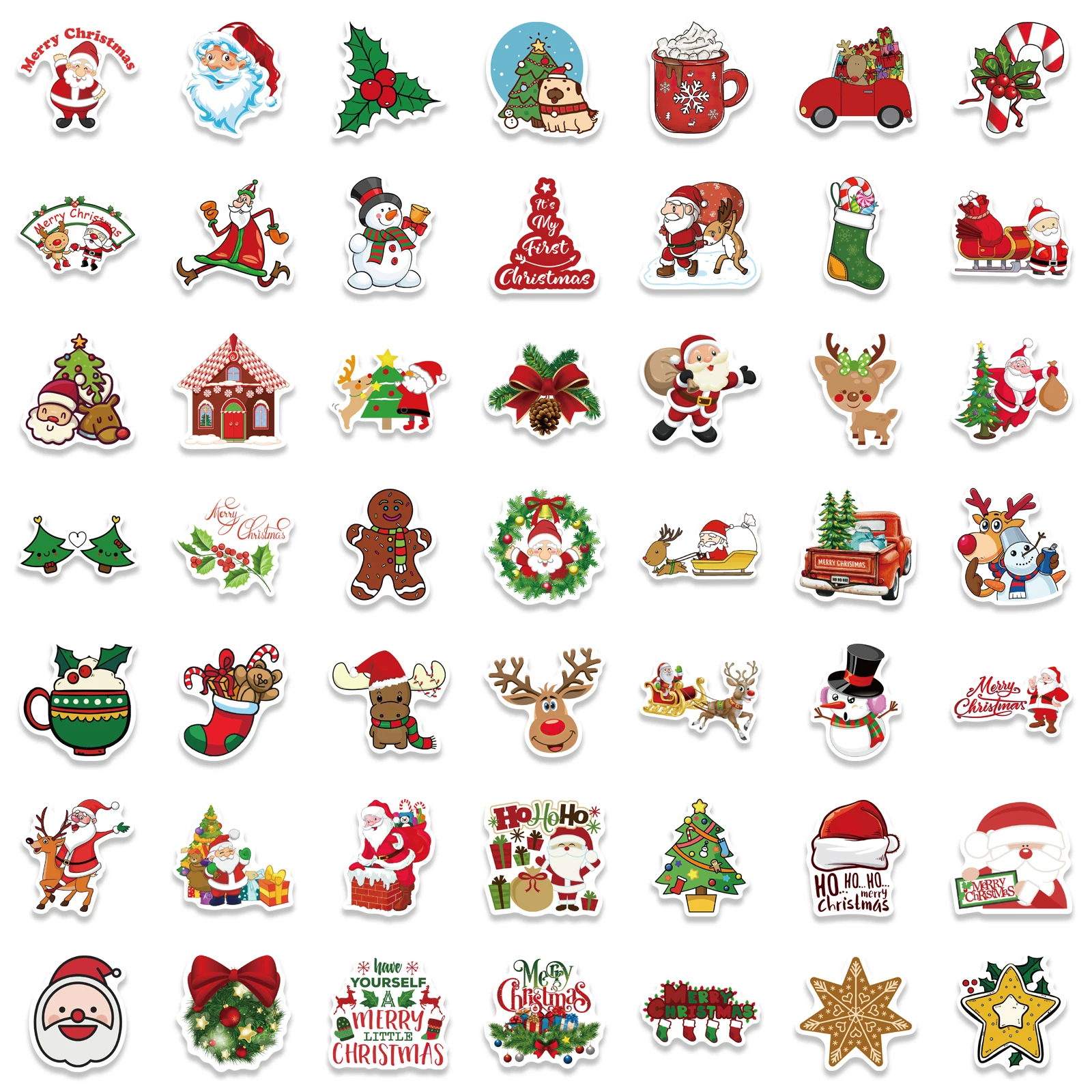 100pcs Merry Christmas Christmas Stickers Santa Claus Snowman