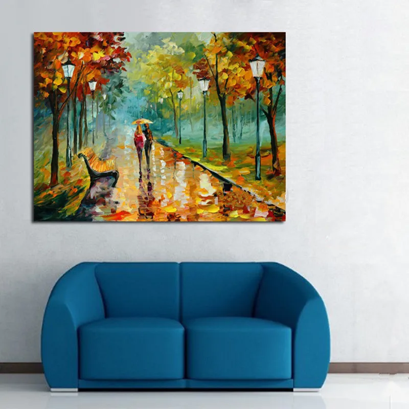 Modern Home Decor Office Wall Art Pictures Handpainted Knife Landscape Oil Paintings On Canvas Large Park Trees Scenery Painting | Дом и сад