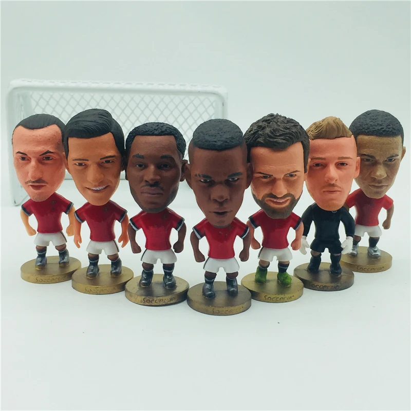 Soccerwe-Mini muñecas de fútbol de 6,5 cm de altura, figuras de Paul Rashford Mata, Color Rojo