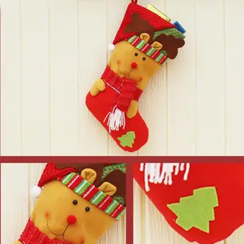 

Christmas Stocking, Set of 3 Santa, Snowman, Reindeer, Xmas Character 3D Plush with Faux Fur Cuff Christmas Decorations and
