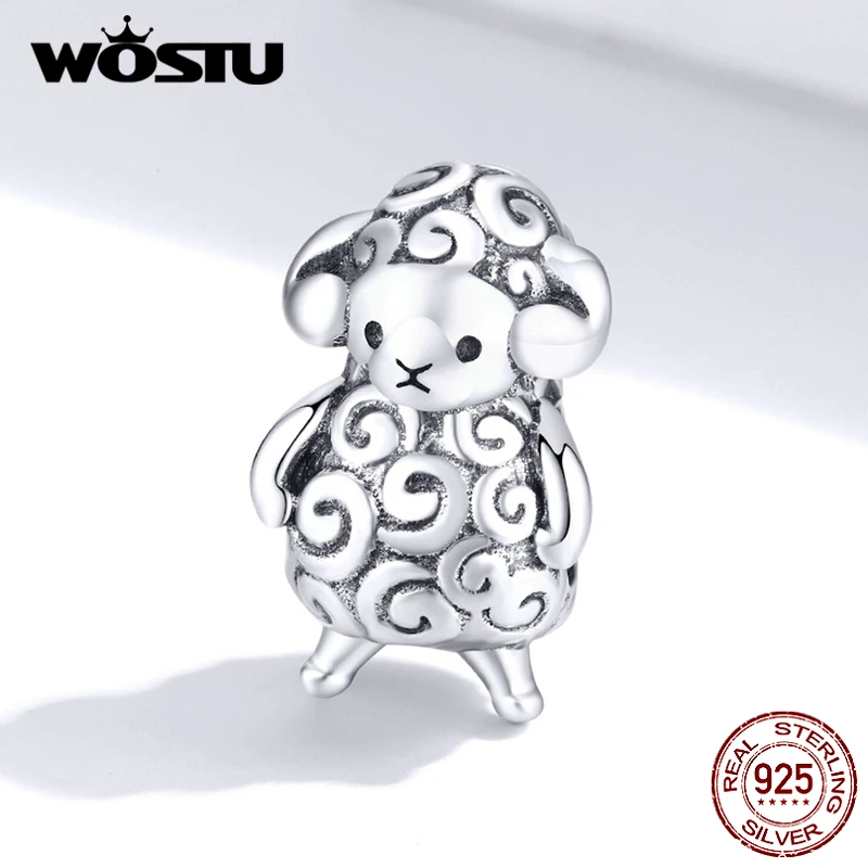 WOSTU 100% 925 Sterling Silver Little Sheep Beads Fit Original Bracelet Charms Pendant DIY Necklace Jewelry For Women FNC187 | Украшения и