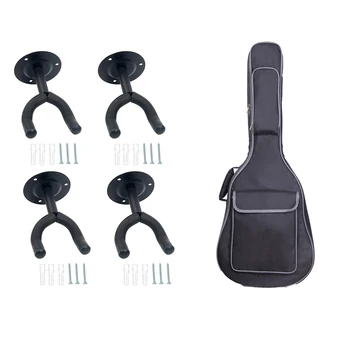 

4 Pcs Guitar Hangers Hooks Holders Wall Mount & 1Pcs 40/41 Inch Guitar Bag Carry Case Waterproof Backpack