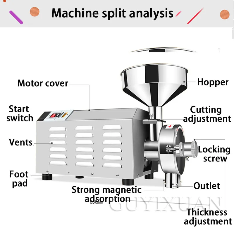 Commercial Fully automatic grinder stainless steel Dry grinding Superfine grinder Multifunction Medicinal herbs cereals Grinder