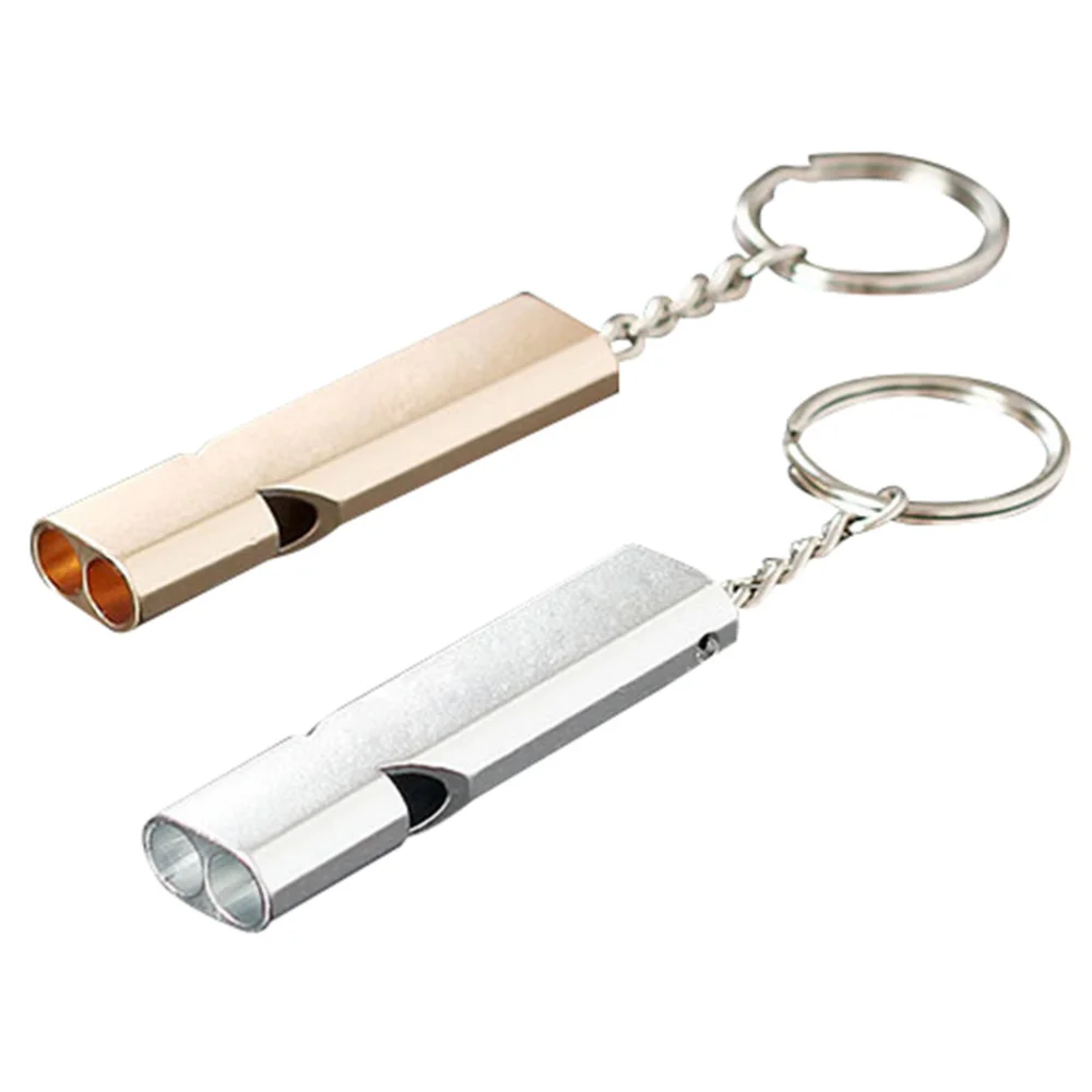 2Pcs Rescue Emergency Whistle Dual Tubes High Frequency Loud with Keychain Outdoor Survival For School Gym Camping | Спорт и