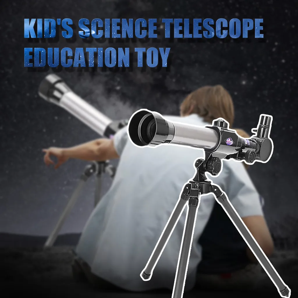Telescope for kid Land Exploration Portable Science Telescope with Table-top Tripod 3 Eyepieces Black kid Telescope Suitable for Stargazing Animal Observation For Students From 5 to 12 years old 