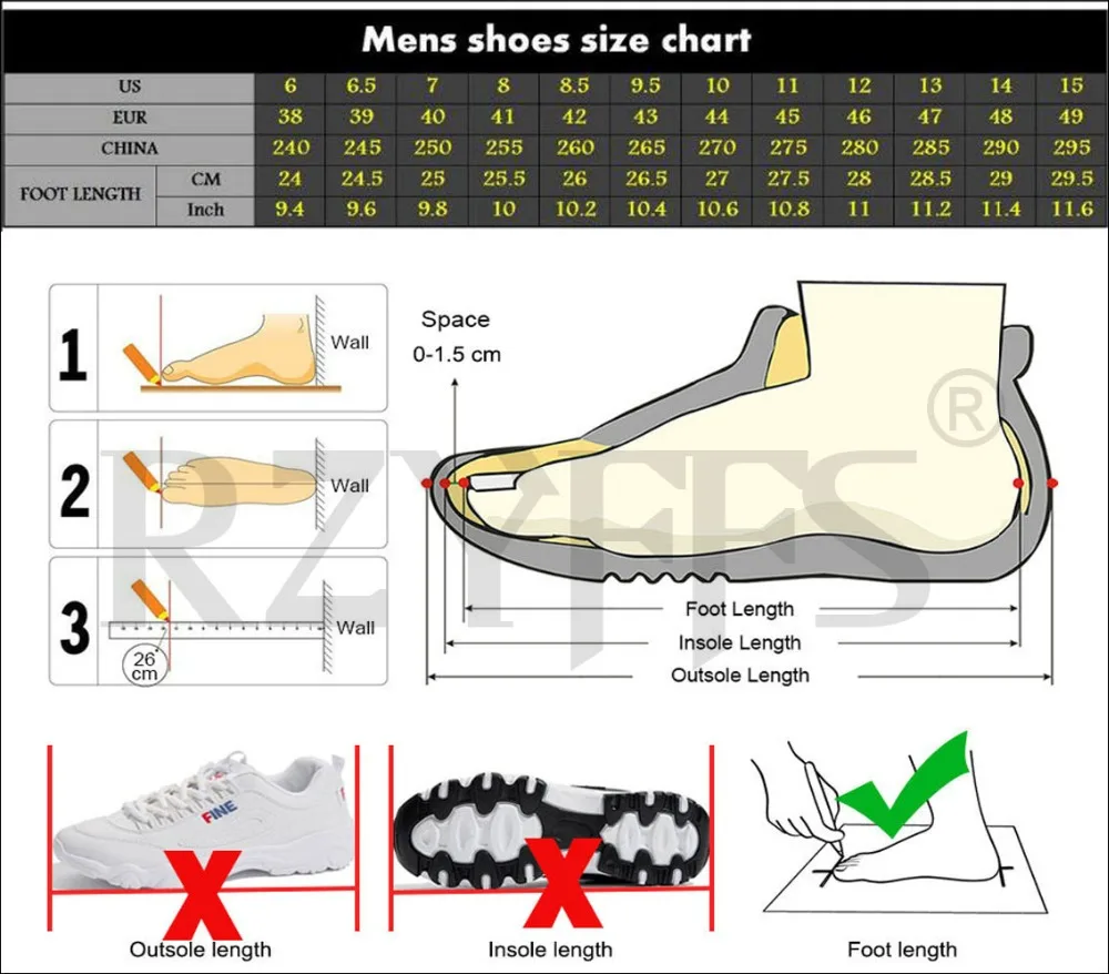RZYFFS正常码男鞋尺码表
