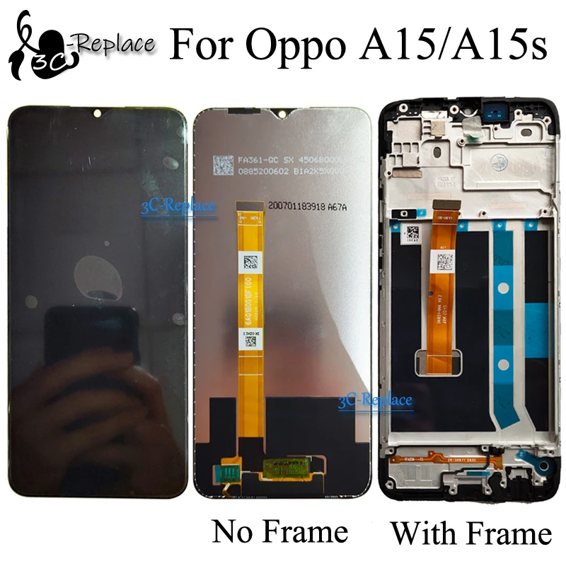 Original Black 6 5 Inch For Oppo A15 Cph2185 A15s Cph2179 Lcd Display Touch Screen Digitizer Assembly Replacement With Frame Mobile Phone Lcd Screens Aliexpress