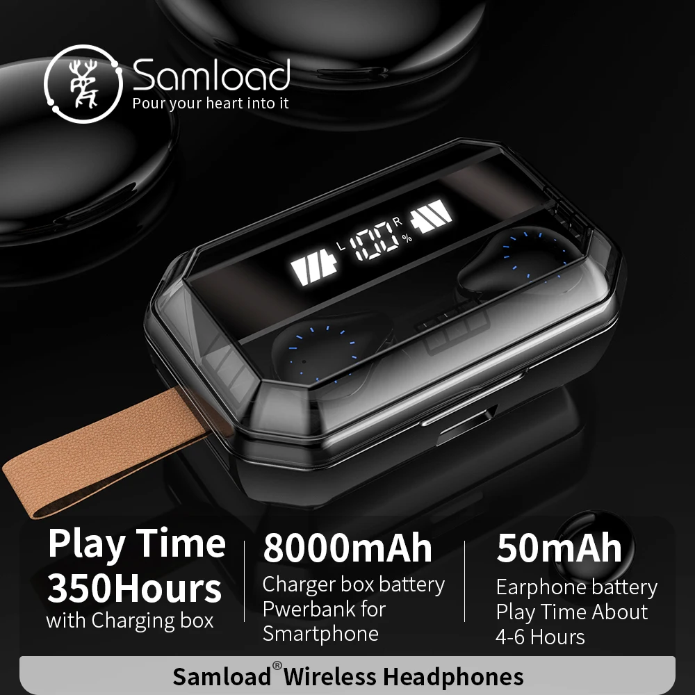 Samload Bluetooth наушники 5,0 3D стерео беспроводные наушники IPX7 водонепроницаемый Сенсорный контроль поддержка AAC SBC Встроенный микрофон