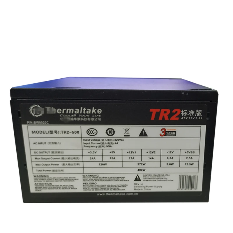 Блок питания для Thermaltake(Tt) TR2 standard Edition ATX 12V игровой бесшумный блок питания Номинальная мощность 400 Вт пиковая мощность 500 Вт блок питания TR2-500
