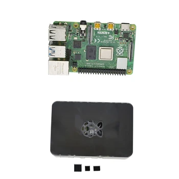 

For Raspberry Pi 4 Model B 4G RAM ABS Case with Black Heatsinks Support 2.4 / 5.0 GHz WIFI Bluetooth 5.0 for RPI 4 DIY Kit (Blac