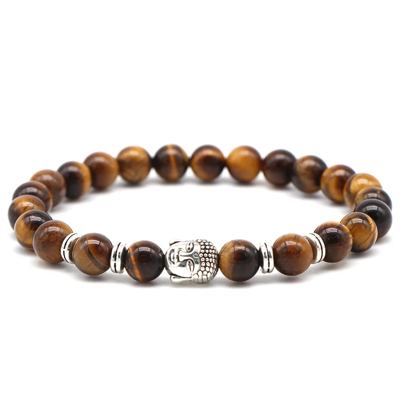 AngqiJewelryTiger глаза бусины браслет для мужчин очаровательный натуральный камень Braslet для мужчин ручной работы повседневные ювелирные изделия Размер 8 мм
