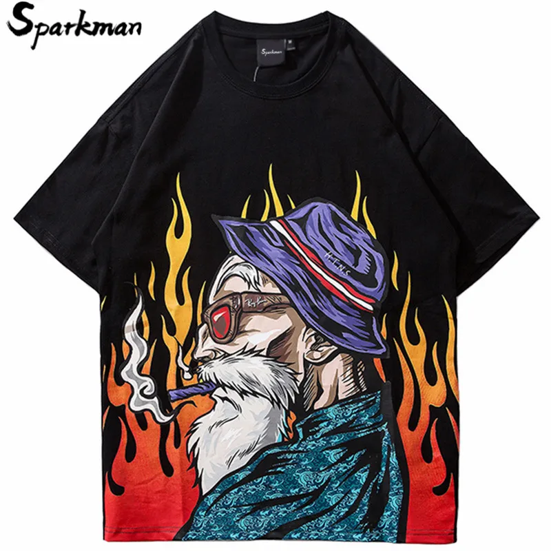 Летняя уличная футболка в стиле Харадзюку японском хип хоп и хлопковые футболки