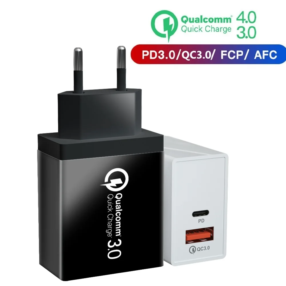 

Quick charger QC 3.0 Dual USB Charger PD USB Turbo Wall Charger Fast Charging Power Delivery Port for For iPhone 11 Pro Max Samsung Huawei PD3.0 USB C PD