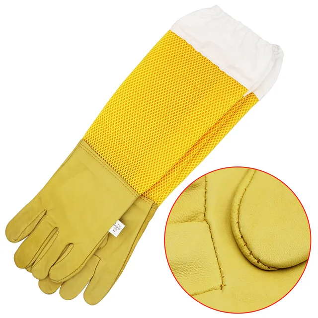 Kedvezés Elleni Apikultúra Kesztyű Méhészeti Mesterséges Juhbőr Lélegző Anyagú Méheszközök Háló Üreges Lélegzetelállító Beegloves - Image 6