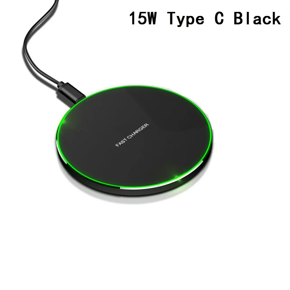 15W Type C Black FDGAO 15 Вт Qi Беспроводное зарядное устройство для samsung S10 S9 Note 10 Iphone 11 Pro XS Max XR huawei P30 Pro Беспроводная Индукционная зарядная панель - Цвет: 15W Type C Black
