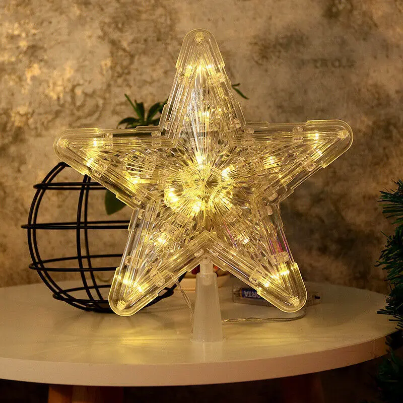 Рождественская елка Топпер светодиодный светильник звезда дерево домашний вечерние орнамент с рождественской елкой Декор елочные игрушки для украшения
