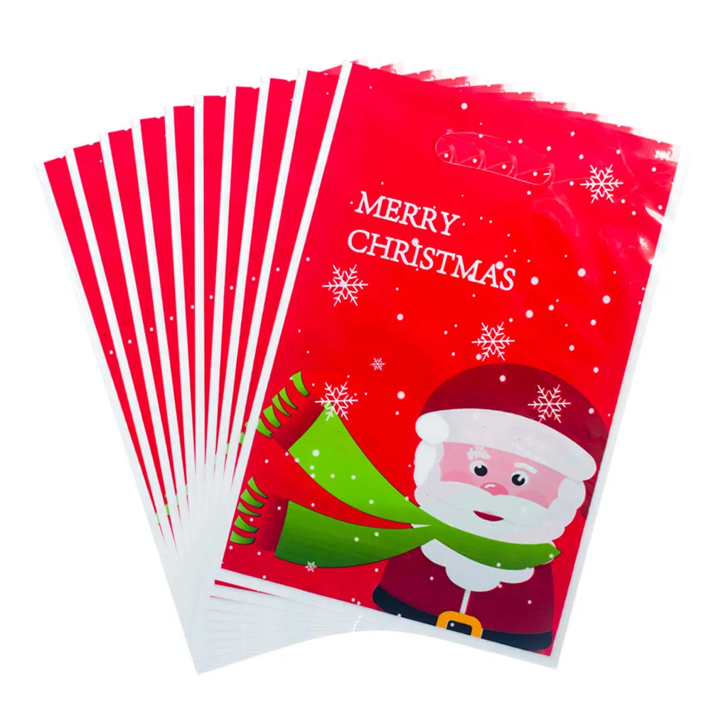 Calcetines Navid Рождественская сумка Cadeau Noel домашний декор 10 шт. Рождественская ПВХ одноразовая сумка рождественские конфеты подарочная сумка украшения#37