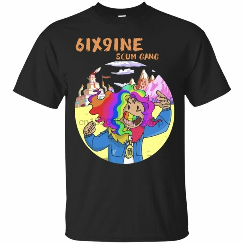 Tekahi69 6ix9ine-Scum банда рэпа хип-хоп мультфильм футболка Топы S-XXL |