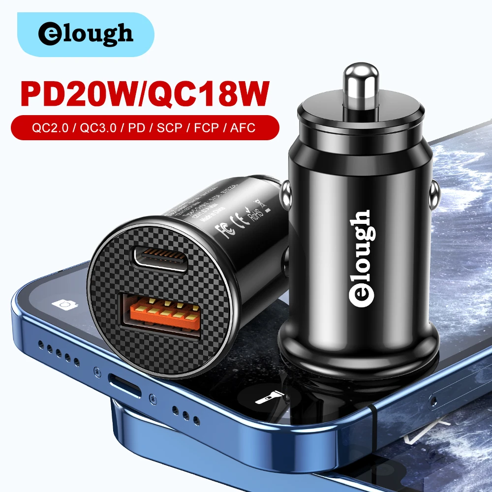 65w charger Elough Mini USB Car Charger Quick Charge 3.0 40W QC PD 3.0 Fast Charging For Cars Type C For iPhone Samsung S10 9 Huawei Xiaomi 65 watt charger