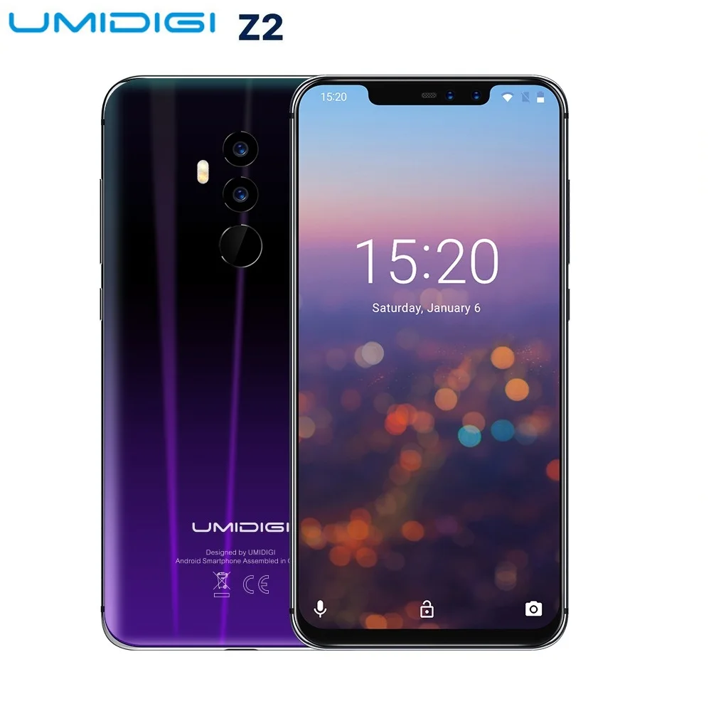Смартфон UMIDIGI Z2 4050mAh 6 2 &quotAndroid 8 1 MTK6763 Восьмиядерный 0 GHz 6GB + 64GB 16.0MP 8.0MP двойные задние