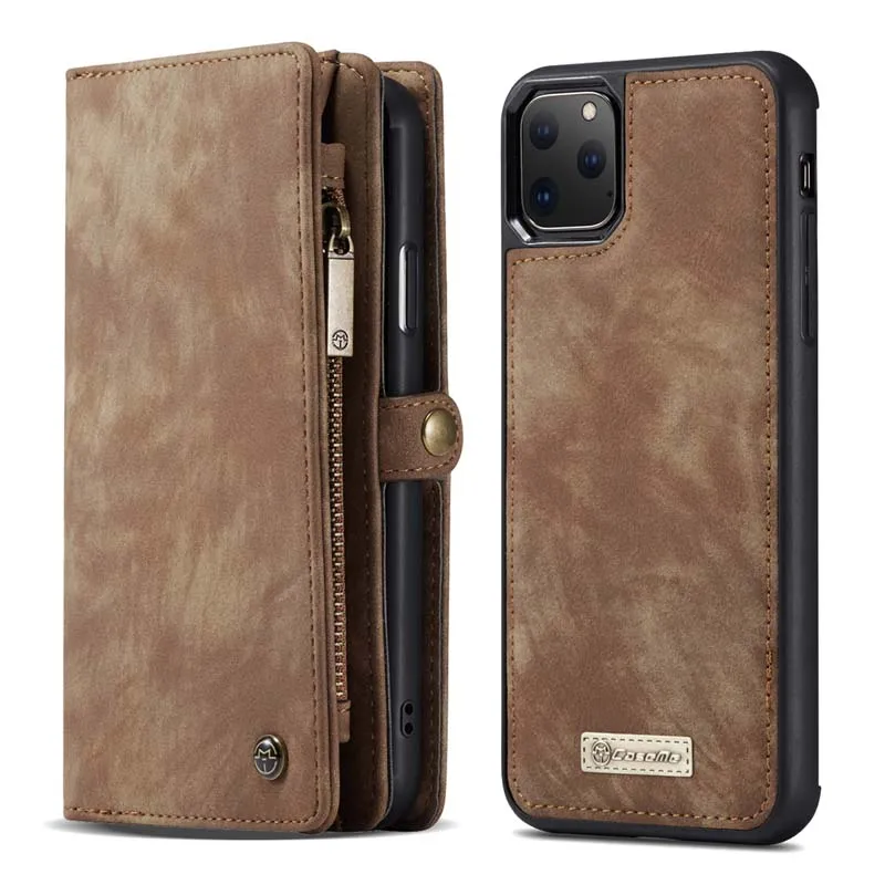 Для iPhone 11 6,5 Дюймов Сумка для телефона CASEME из натуральной кожи многофункциональный кошелек на молнии чехол для iPhone 11 5,8/6,1 слоты для карт