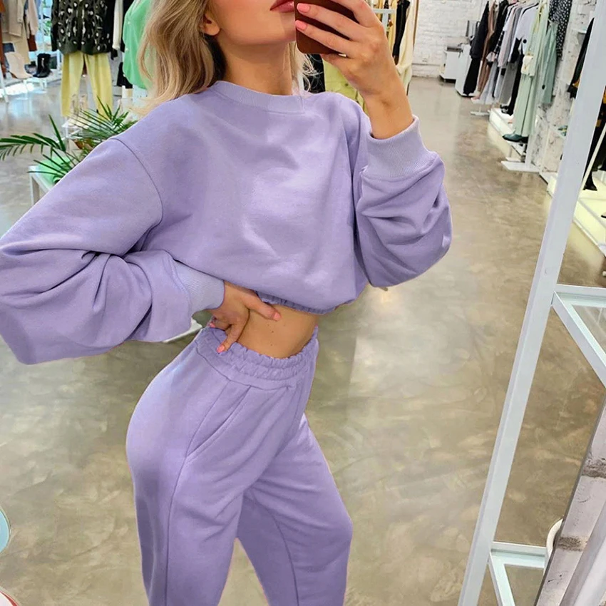 

Fashion Purple Sweatpants Women Joggers Trousers Casual Sports Pants Female High Waist Harajuku Pants 2020 Pockets