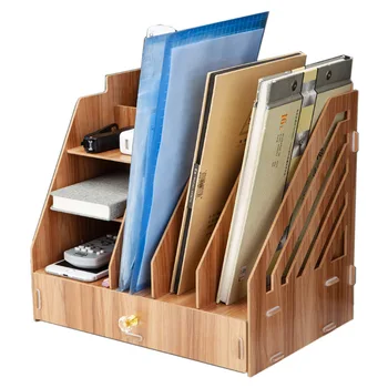 

Wood file frame DIY portfolio file rack wood desktop receiving multi-layer file tray document trays Stationery holder